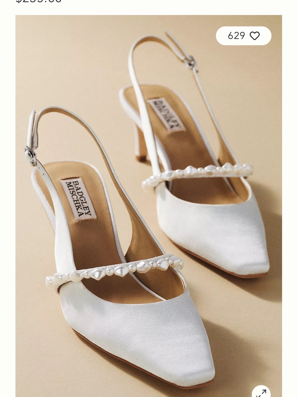 Badgley Mischka Ivory Pearl-Embellished Slingback Pumps